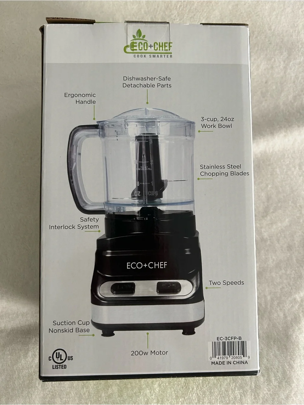 Eco Chef  3 Cup 2 Speed Food Processor (Chop Grind Emulsify Purée)  NEW